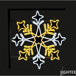 LED декорация снежинка за стълб влагозащитена IP65 324LED 28W 70x70см топло бяло + студено бяло 220V