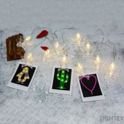 LED декорация светещо въже 10 звезди с щипка IP20 0.6W топло бяло 1м на батерии 2xAA