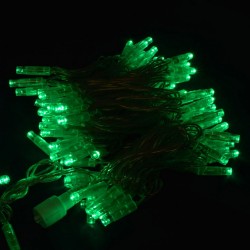 LED декорация светещо въже IP44 100LED 6.6W 10м зелено 220V бял кабел