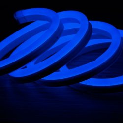 LED светещ кабел Neon flex 28х35 120/м син 7W/м 270Lm/м 8x16мм IP65 със захранване и аксесоари 10м