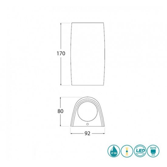 Фасаден осветител MARTA 90 2L GU10 7W 3-white IP55 черен Fumagalli