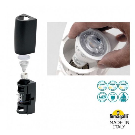 Фасаден осветител MARTA 90 2L GU10 7W 3-white IP55 черен Fumagalli