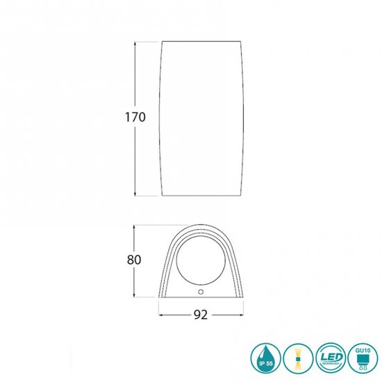 Фасаден осветител MARTA 90 2L GU10 LED 7W 3-white 700Lm IP55 бял Fumagalli