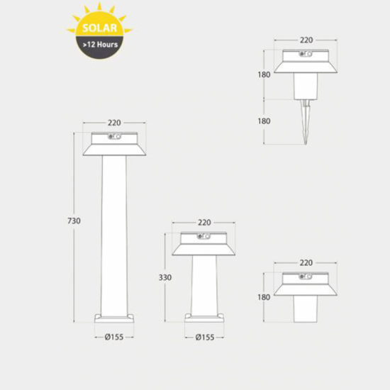 LED соларно градинско тяло FELICE 800 3-white max 280Lm IP55 черно Fumagalli