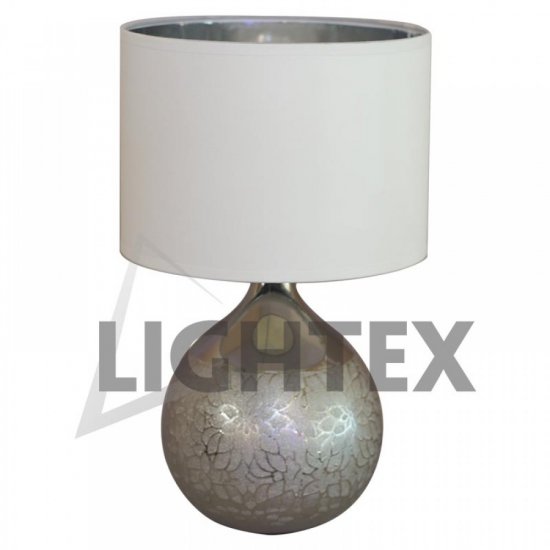Настолна лампа LUX 1xE27 max 10W керамика  сребърна основа+бяла шапка