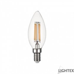 LED крушка FILAMENT C35 E14 5W 2700К 480Lm прозрачна димируема свещ
