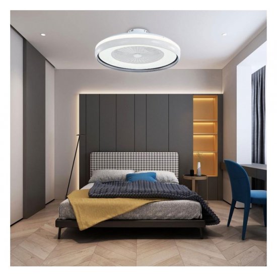 LED плафон вентилатор 37W+33W 3-white с дистанционно управление ф60см бял