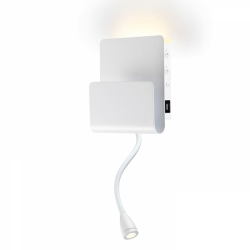 LED аплик с чупещо рамо 4W+3W 3000K+4000K, Touch и USB бял