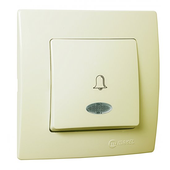 Бутон за звънец със светлинен индикатор 220V серия LILLIUM NATURAL KARE крем