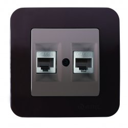 Розетка двойна за компютър 2хCat5 серия LILLIUM NATURAL кафе