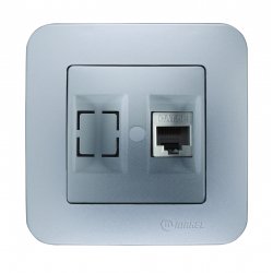 Розетка двойна компютър 1xCat5 + телефон TF евро серия LILLIUM NATURAL сребрист