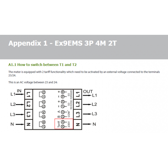 Трифазен смарт електромер за токов трансформатор монтаж на DIN шина Ex9EMS 3P 4M CT 2T 2-тарифен LCD дисплей
