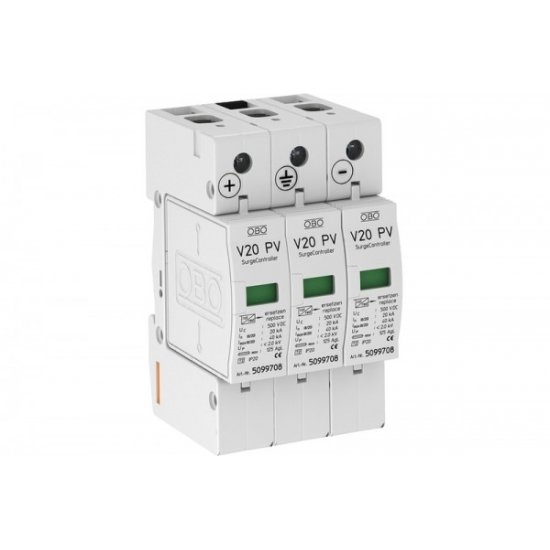 Катоден отводител за фотоволтаични инсталации - аресторна защита тип 2 3P 1000 V DC
