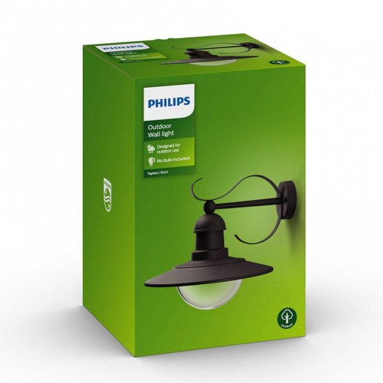 Градински фенер Philips TOPIARY Е27 IP44 max 10W LED черен