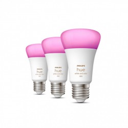 LED smart крушки 3 броя Philips HUE стартов комплект A60 Е27 3х9.5W 3-white + RGB 1055Lm димируема