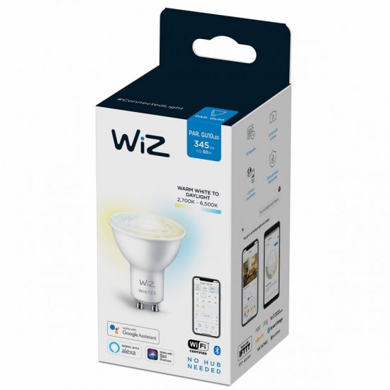 LED smart крушка WIZ Wi-Fi Philips GU10 4.9W 3-white 345Lm димируема CRI>90