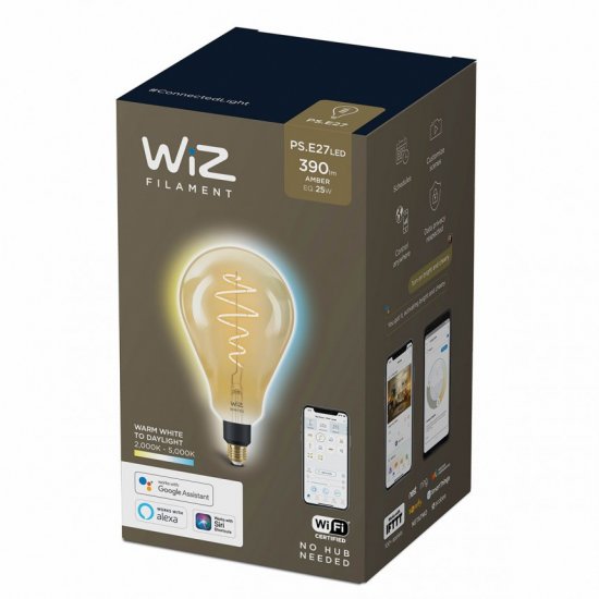 LED smart крушка WIZ Wi-Fi Philips Filament GOLD PS160 Е27 6.5W 3-white 2000-5000K 390Lm димируема CRI>90