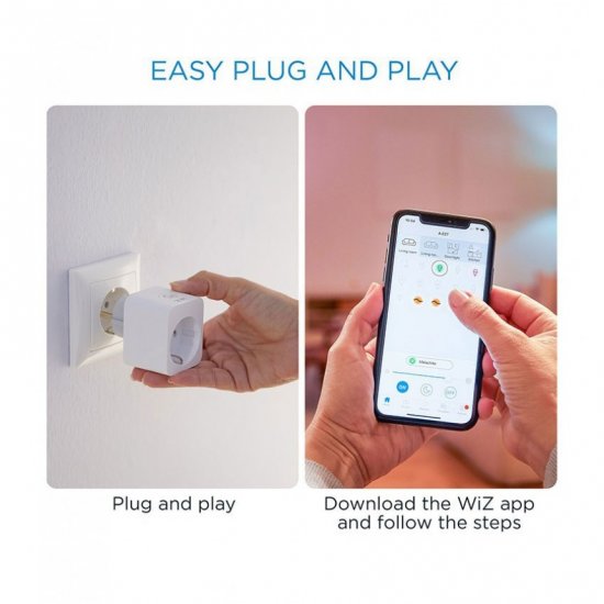Контакт шуко smart WIZ Wi-Fi Philips 10A max 2300W бял