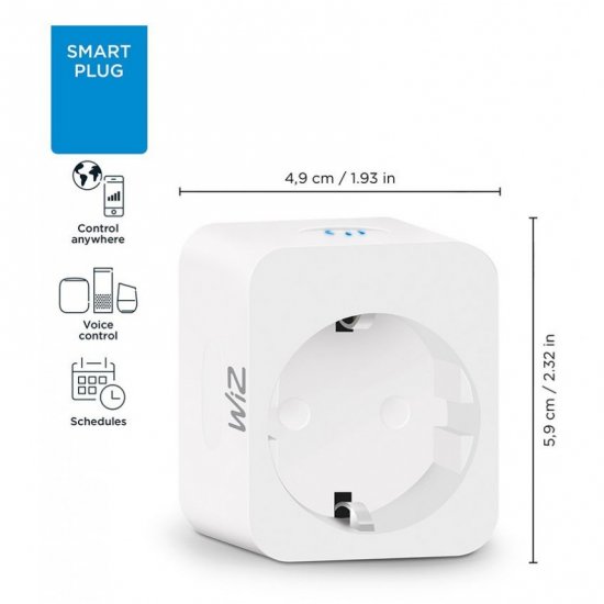 Контакт шуко smart WIZ Wi-Fi Philips 10A max 2300W бял