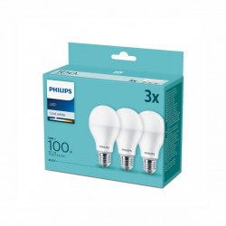 LED крушка Philips A60 Е27 14W 4000К 1521Lm CRI>80 3 бр. в опаковка