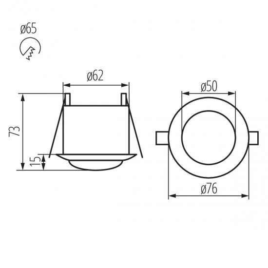 Сензор за движение за вграждане PIR MERGE JQ-O 360° IP20 max 2000W бял Kanlux