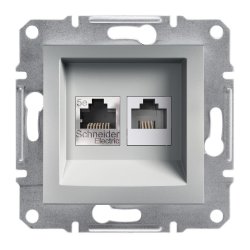 Механизъм розетка двойна компютър 1xCat5е RJ45 + телефон RJ12 серия Asfora алуминий