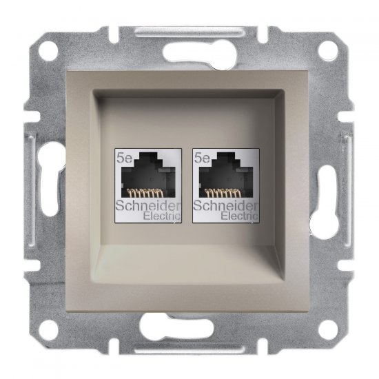Механизъм розетка за компютър двойна 2хCat5е RJ45 UTP серия Asfora бронз