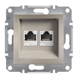Механизъм розетка за компютър двойна 2хCat6 RJ45 UTP серия Asfora бронз