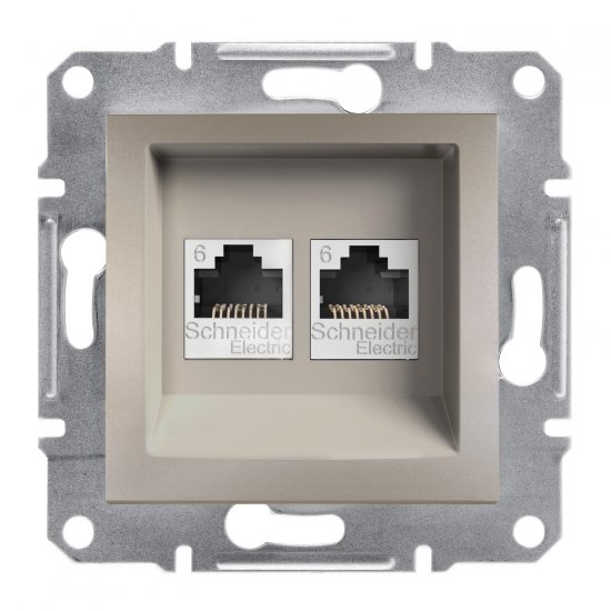 Механизъм розетка за компютър двойна 2хCat6 RJ45 UTP серия Asfora бронз