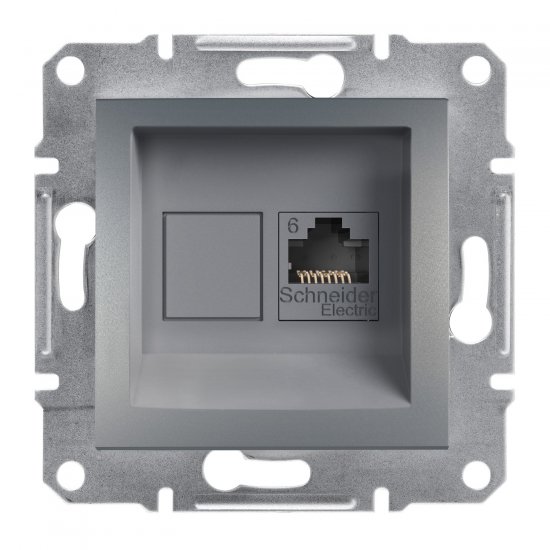 Механизъм розетка за компютър 1хCat6 RJ45 UTP серия Asfora стомана
