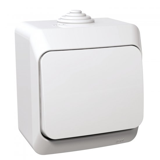 Ключ единичен сх.1 влагозащитен IP44 серия Cedar Plus бял