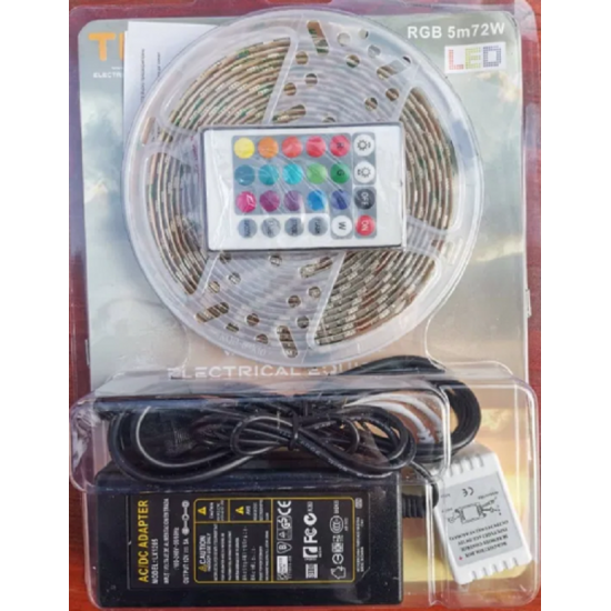 Комплект LED RGB лента SMD 50x50 60/м 14.4W/м IP65 + захранване и дистанционно