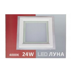 LED луна за вграждане 24W 4000K 1680Lm квадратна бяла стъклена