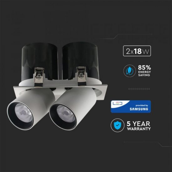 LED луна VT-436 Samsung chip 2x18W 4000K 2900Lm IP20 бяла CRI>90