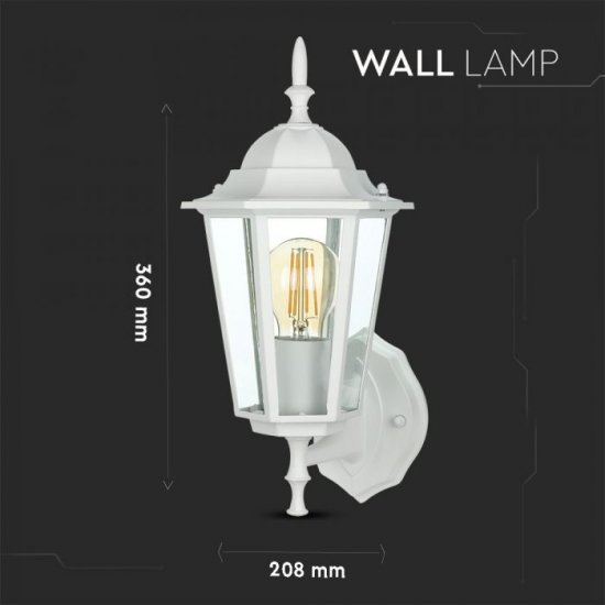 Градински фенер стенен VT-749 Е27 max 60W IP44 бял