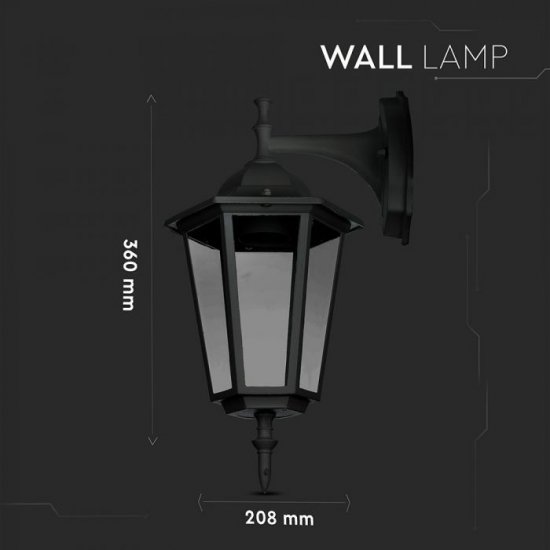 Градински фенер стенен VT-750 Е27 max 60W IP44 черен