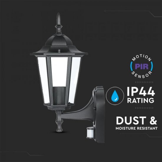 Градински фенер стенен VT-751 Е27 max 60W IP44 черен със сензор