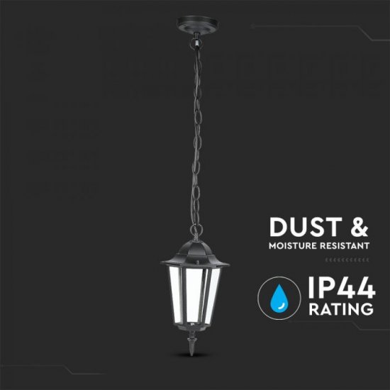 Градински фенер висящ VT-752 Е27 max 60W IP44 черен