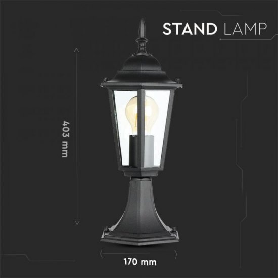 Градински фенер стоящ 30см VT-753 Е27 max 40W IP44 черен