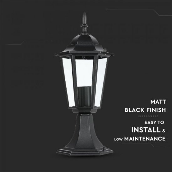 Градински фенер стоящ 30см VT-753 Е27 max 40W IP44 черен