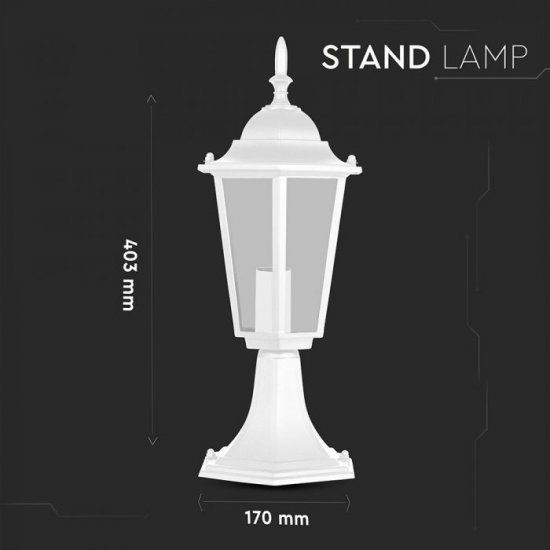 Градински фенер стоящ VT-753 Е27 max 40W IP44 бял