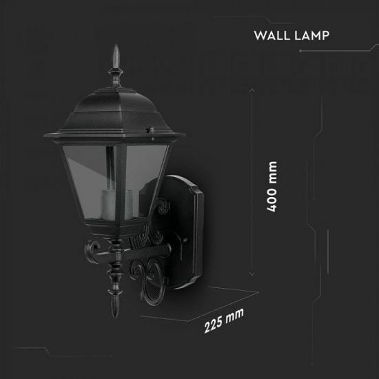 Градински фенер стенен VT-760 Е27 max 60W IP44 черен