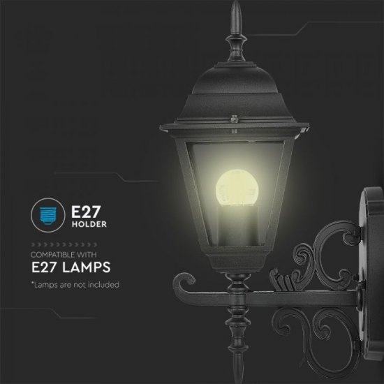 Градински фенер стенен VT-760 Е27 max 60W IP44 черен