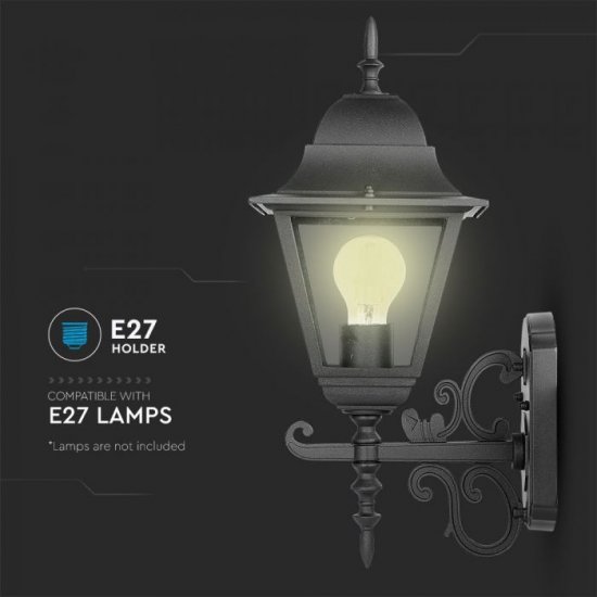 Градински фенер стенен VT-761 Е27 max 60W IP44 черен