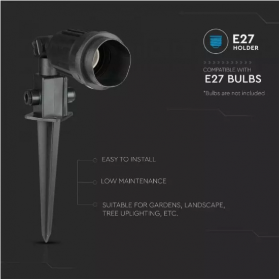 Градинска лампа на колче VT-728 E27 max 80W IP44 черна