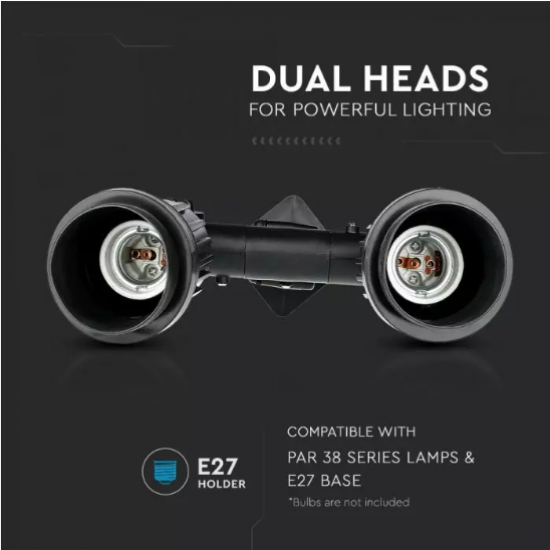 Градинска лампа на колче VT-729 2xE27 max 2x80W IP44 черна