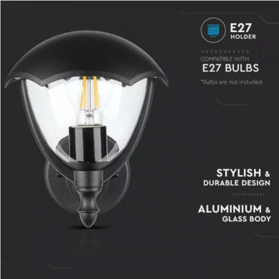 Градински фенер стенен VT-730 Е27 max 40W IP44 черен