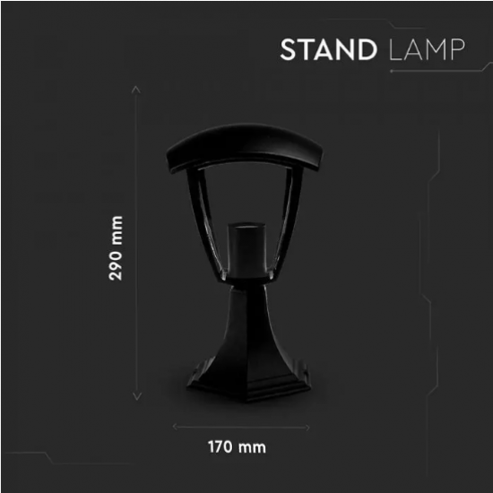 Градински фенер стоящ VT-734 Е27 max 40W IP44 черен