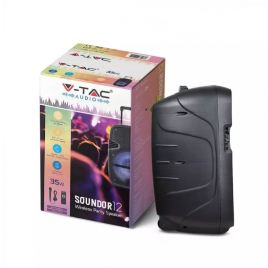 Мобилна Party колона + микрофон VT-6212 35W RGB IP20 + дистанционно управление
