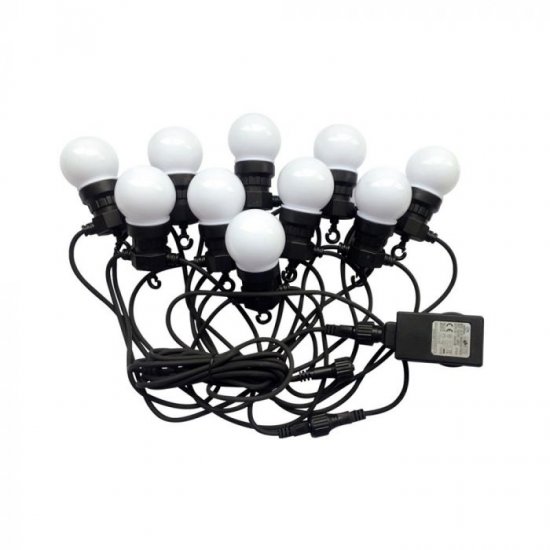 Поредица крушки VT-70510 10х0.5W 3000К с кабел и щепсел 5м IP44 черен